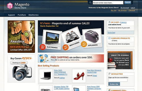 Magento online demo store