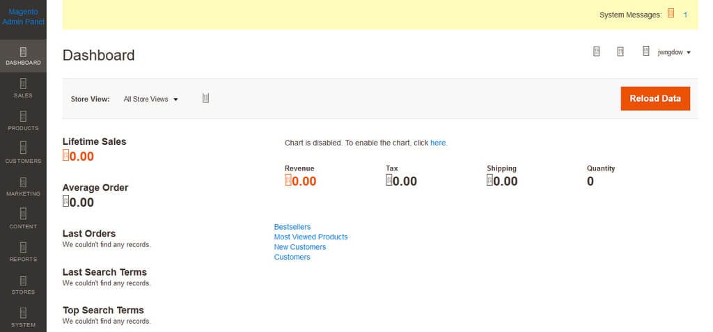 Magento 2 responsive admin screenshot